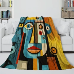 Art abstrait Plaid en Polaire Imprimé 3D Couverture Douce Confortable pour Canapé Lit Bureau