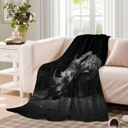 Rhinocéros Plaid en Polaire Imprimé 3D Couverture Douce Confortable pour Canapé Lit Bureau