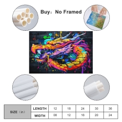 Dragon Peinture sur toile sans cadre, impressions posters art mural pour déco maison chambre bureau