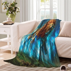 Lion Plaid en Polaire Imprimé 3D Couverture Douce Confortable pour Canapé Lit Bureau