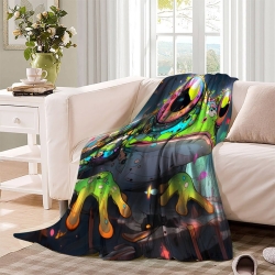 Grenouille Plaid en Polaire Imprimé 3D Couverture Douce Confortable pour Canapé Lit Bureau