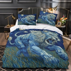 Lion Housse de Couette Imprimée 3D Douce 3 Pièces Literie Garçons Filles