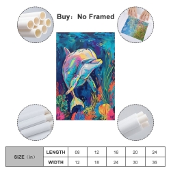 Dauphin Peinture sur toile sans cadre, impressions posters art mural pour déco maison chambre bureau