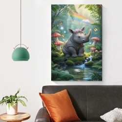 Rhinocéros Peinture sur toile sans cadre, impressions posters art mural pour déco maison chambre bureau