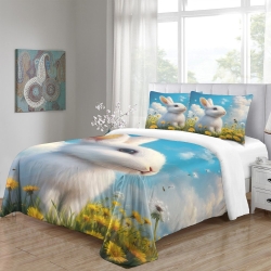 Lapin Housse de Couette Imprimée 3D Douce 3 Pièces Literie Garçons Filles
