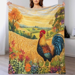 Coq Plaid en Polaire Imprimé 3D Couverture Douce Confortable pour Canapé Lit Bureau