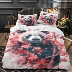 Panda Housse de Couette Imprimée 3D Douce 3 Pièces Literie Garçons Filles