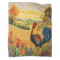 Coq Plaid en Polaire Imprimé 3D Couverture Douce Confortable pour Canapé Lit Bureau