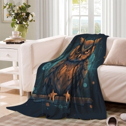 Hibou Plaid en Polaire Imprimé 3D Couverture Douce Confortable pour Canapé Lit Bureau