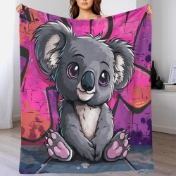 Koala Plaid en Polaire Imprimé 3D Couverture Douce Confortable pour Canapé Lit Bureau
