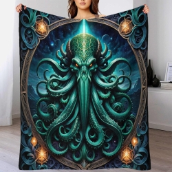 Mythe de l'horreur Cthulhu Plaid en Polaire Imprimé 3D Couverture Douce Confortable pour Canapé Lit Bureau