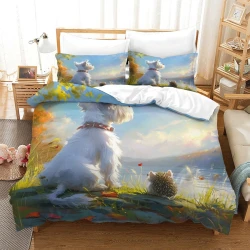 Yorkshire Terrier Housse de Couette Imprimée 3D Douce 3 Pièces Literie Garçons Filles