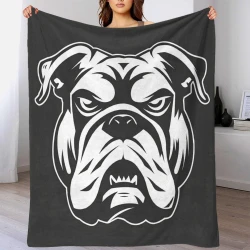 Bulldog Manta de Forro Polar Impresa en 3D Suave y Acogedora para Sofá Cama Oficina