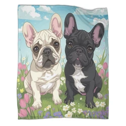 Bouledogue Plaid en Polaire Imprimé 3D Couverture Douce Confortable pour Canapé Lit Bureau