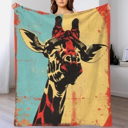 Girafe Plaid en Polaire Imprimé 3D Couverture Douce Confortable pour Canapé Lit Bureau