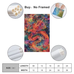 Drache Unrahmtes Leinwandbild, Wandkunst-Poster-Drucke für Zuhause, Schlafzimmer, Büro Dekoration