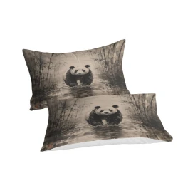 Panda Housse de Couette Imprimée 3D Douce 3 Pièces Literie Garçons Filles