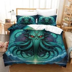 Mito dell'orrore Cthulhu Copripiumino Stampato 3D Morbido 3 Pezzi Biancheria da Letto per Ragazzi Ragazze