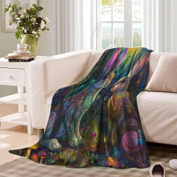Lapin Petit lapin Plaid en Polaire Imprimé 3D Couverture Douce Confortable pour Canapé Lit Bureau