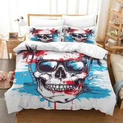 Crâne Housse de Couette Imprimée 3D Douce 3 Pièces Literie Garçons Filles