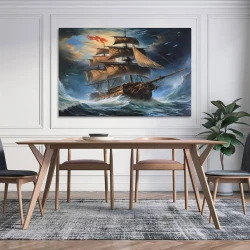 Velero Pintura en lienzo sin marco, impresiones de pósters arte pared para decoración hogar dormitorio oficina