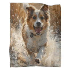 Corgi Plaid en Polaire Imprimé 3D Couverture Douce Confortable pour Canapé Lit Bureau