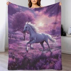 Cheval Plaid en Polaire Imprimé 3D Couverture Douce Confortable pour Canapé Lit Bureau
