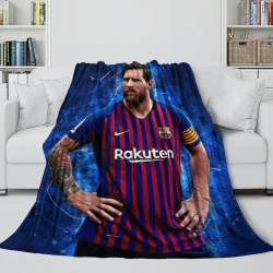 Lionel Messi Plaid en Polaire Imprimé 3D Couverture Douce Confortable pour Canapé Lit Bureau