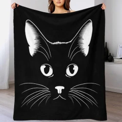 Cute Chat Plaid en Polaire Imprimé 3D Couverture Douce Confortable pour Canapé Lit Bureau