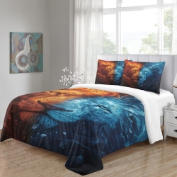 Lion Housse de Couette Imprimée 3D Douce 3 Pièces Literie Garçons Filles
