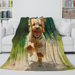 Yorkshire Terrier Plaid en Polaire Imprimé 3D Couverture Douce Confortable pour Canapé Lit Bureau