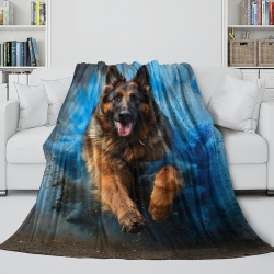 Berger allemand Chien Plaid en Polaire Imprimé 3D Couverture Douce Confortable pour Canapé Lit Bureau