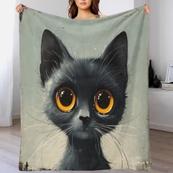 Siamese Chat Plaid en Polaire Imprimé 3D Couverture Douce Confortable pour Canapé Lit Bureau
