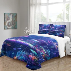 Méduse Housse de Couette Imprimée 3D Douce 3 Pièces Literie Garçons Filles