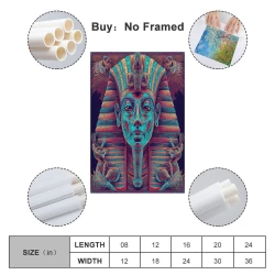 Pharaon égyptien Peinture sur toile sans cadre, impressions posters art mural pour déco maison chambre bureau