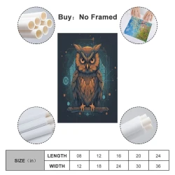 Hibou Peinture sur toile sans cadre, impressions posters art mural pour déco maison chambre bureau