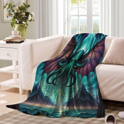 Mythe de l'horreur Cthulhu Plaid en Polaire Imprimé 3D Couverture Douce Confortable pour Canapé Lit Bureau