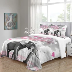 Éléphant Housse de Couette Imprimée 3D Douce 3 Pièces Literie Garçons Filles