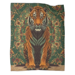 Tigre Plaid en Polaire Imprimé 3D Couverture Douce Confortable pour Canapé Lit Bureau