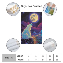 Ours polaire Peinture sur toile sans cadre, impressions posters art mural pour déco maison chambre bureau