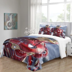 Avengers Iron Man Housse de Couette Imprimée 3D Douce 3 Pièces Literie Garçons Filles