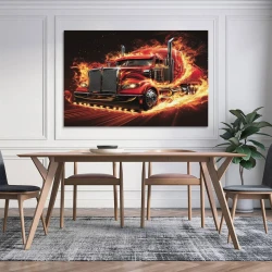 Camión grande Pintura en lienzo sin marco, impresiones de pósters arte pared para decoración hogar dormitorio oficina