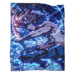 Tueur de démons: Demon Slayer Plaid en Polaire Imprimé 3D Couverture Douce Confortable pour Canapé Lit Bureau