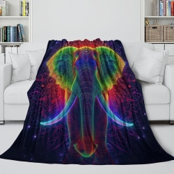 Éléphant Plaid en Polaire Imprimé 3D Couverture Douce Confortable pour Canapé Lit Bureau