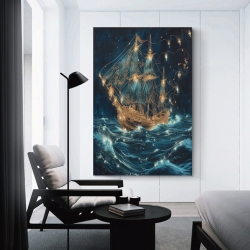Voilier Peinture sur toile sans cadre, impressions posters art mural pour déco maison chambre bureau