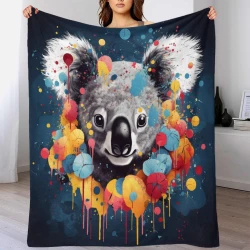 Koala Plaid en Polaire Imprimé 3D Couverture Douce Confortable pour Canapé Lit Bureau