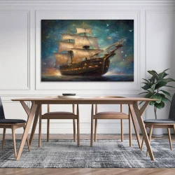 Velero Pintura en lienzo sin marco, impresiones de pósters arte pared para decoración hogar dormitorio oficina