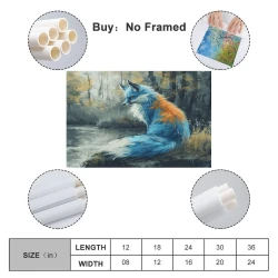 Renard Peinture sur toile sans cadre, impressions posters art mural pour déco maison chambre bureau