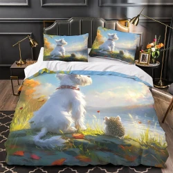 Yorkshire Terrier Housse de Couette Imprimée 3D Douce 3 Pièces Literie Garçons Filles