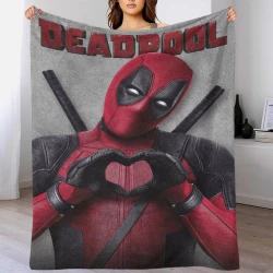 Marvel Deadpool Plaid en Polaire Imprimé 3D Couverture Douce Confortable pour Canapé Lit Bureau